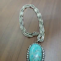 زنجیرنقره باپلاک فیروزه نیشابور