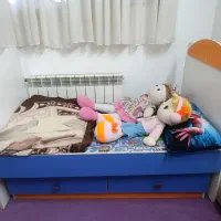 تخت خواب بچگانه کشاب دار همراه با دشک