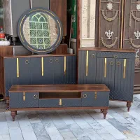 ست ترکیبی قهوه‌ای طوسی کنسول میزتلویزیون جاکفشی