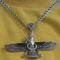گردنی زنجیر کارتیر و پلاک فروهر اصل نقره