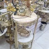 میز تلفن برنز 3 طبقه پیانویی