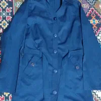 مانتو طرح بارونی رنگ ابی نفتی فروش فوری