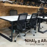 میز کنفرانسی کارگروهی شیشه ای صندلی مبل اداری توری