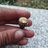 انگشتر نقره قدیمی نگین توپاز