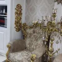 مبل سلطنتی ۹ نفره تمام چوب بدون میز