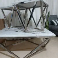 میز جلو مبلی و۲ عسلی سنگ و استیل