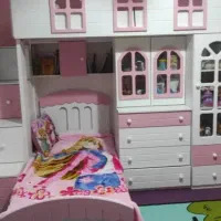 تخت دو طبقه کلبه صورتی