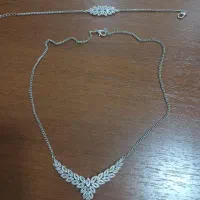 نیم ست گردنبند و دستبند استیل با روکش نقره