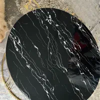 میز وسط مشکی پایه فلز طلایی