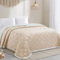 پتو دونفره چهار فصل طرح LV تدی خز دار