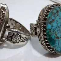 انگشتر نقره عقیق و فیروزه