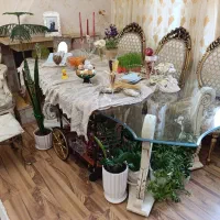 میز نهارخوری شیشه ای 8نفری