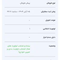 فروش حواله ۲۰۷ پیش فروش