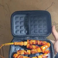 تسبیح کـهربا کره عسلی ، مزین به مُهر نقره|کلکسیون اشیاء عتیقه|رامهرمز, |دیوار