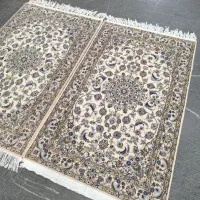 فرش دستباف نایین جفت قالیچه 3 متری گل ابریشم