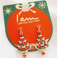 گوشواره آویز کوتاه درخت کاج چند رنگ