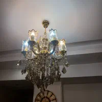 لوستر لاله شامپاین روکش آب طلا ۸ و ۶ شاخه|لوستر و چراغ آویز|کرج, مهرویلا شمالی|دیوار