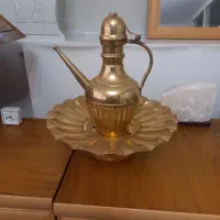 افتابه لگن مسی برنجی قدیمی طلایی عتیقه سالم