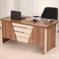 میز اداری ترکیب رنگ قهوه ای و سفید