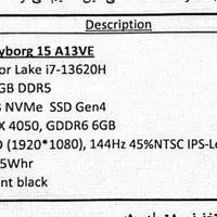 لپ تاپ گیمینگ MSI مدل cyborg 15 a13ve-i7|رایانه همراه|تهران, فرمانیه|دیوار