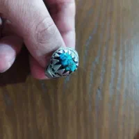 انگشتر نقره کار ظریف استاد شاکری نگین فیروزه چاهی