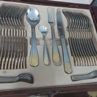 سرویس قاشق چنگال چوبی همراه با میز|ظروف سرو و پذیرایی|گلبهار, شهر جدید گلبهار|دیوار