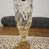 گلدان کریستال بوهمیا با پایه فلزی