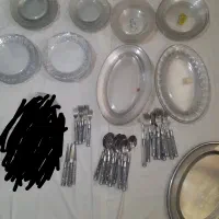 ظروف بلور و قاشق و چنگال