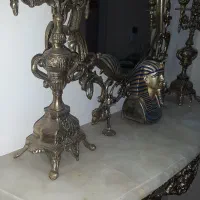 آینه،کنسول دیواری و شمعدان برنجی|صنایع دستی و سایر لوازم تزئینی|ساری, |دیوار