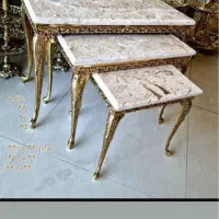 فروش میز سه تایی برنز صحفه سنگ کاملا نو نو