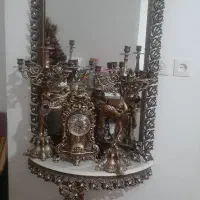 آینه و شمعدان و ساعت برنز