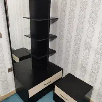 کتابخانه MDF مشکی شیری درب‌دار 180|کتابخانه، شلف، قفسه‌های دیواری|سنندج, |دیوار