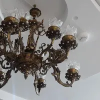 لوستر برنز ۱۲شاخه با لاله