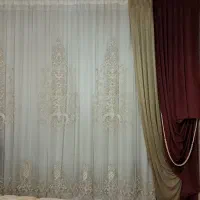 دو عدد پرده گل برجسته ترک|پرده، رانر، رومیزی|قزوین, |دیوار