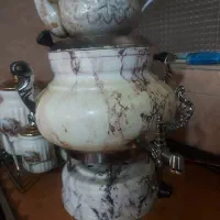 سماور گازی طرح ماربل وکتری سوت دار با قوری