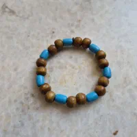 دستبند مهره ای ابی و قهوه ای