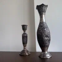 دو عدد ظرف نقره به قلم اصفهان