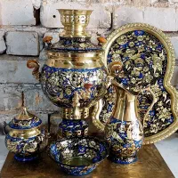 برنز سماور برنج ساده کار دست میناکاری برنزی برنجی