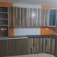 کابینت فلزی درب MDF به همراه سینک و هود