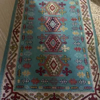 فرش یک در یک و نیم فیروزه ای