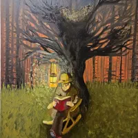 نقاشی رنگ‌ روغن - ۸۰×۶۰ تنهایی با هزاران