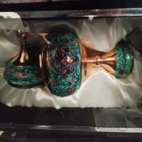 ظرف پایه دار مس و پرداز