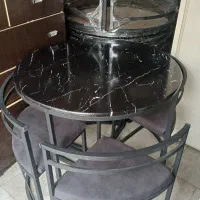 میز غذا خوری فلزی کم جا سه عدد