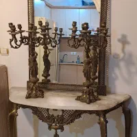 کنسول آینه و شمعدان و میز برنجی