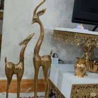 دو تاغزال برنز کنارسالنی بزرگ وقلم زنی شده دست ساز