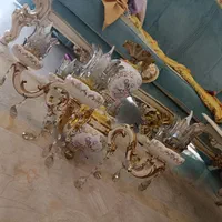 لوستر برنج و سرامیک ۶ شاخه|لوستر و چراغ آویز|شیراز, زرگری|دیوار