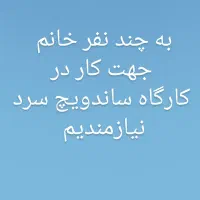 به چند نفر خانم جهت کار در کارگاه ساندویچ سرد