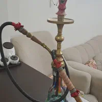 قلیون تنه برنجی قدیمی و قلیون تنه چوبی