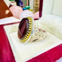 انگشتر فوق کلکسیونی عقیق سرخ هاله دار صفوی خراسانی|بدلیجات|تبریز, |دیوار