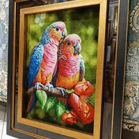 تابلو فرش دستباف تبریز/یک جفت مرغ عشق زیبا|تابلو فرش|تهران, استاد معین|دیوار